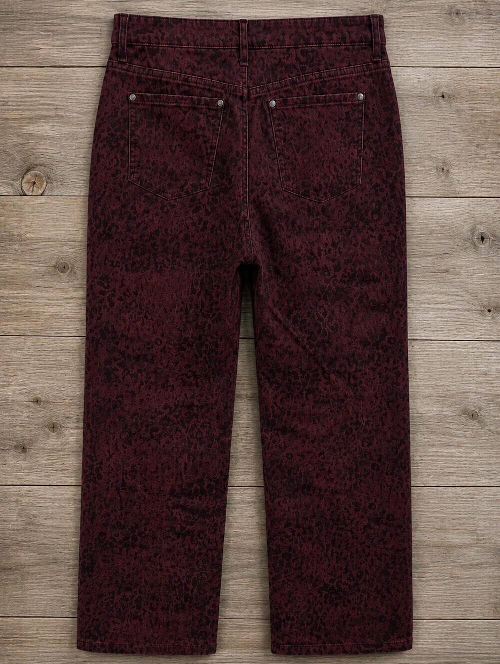 Gloria Vanderbilt Maroon Rail Straight Animal Print Stretch Pants Women Size 14 - Picture 6 of 16